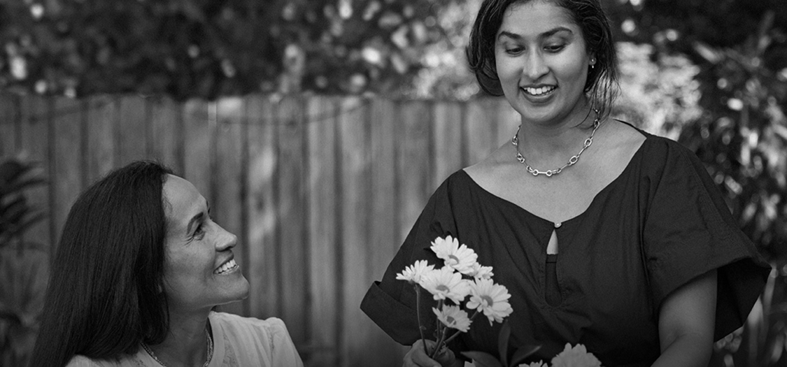 Woman looking up at her loved one