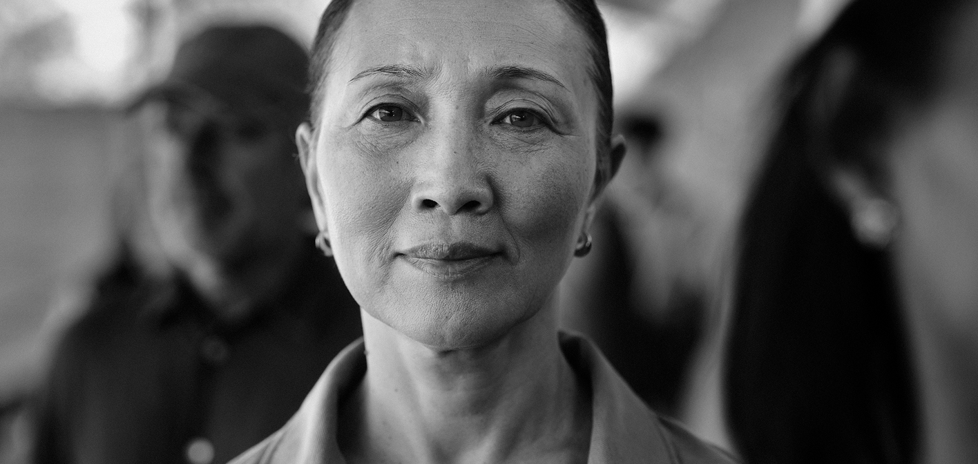 Woman looking straight at camera