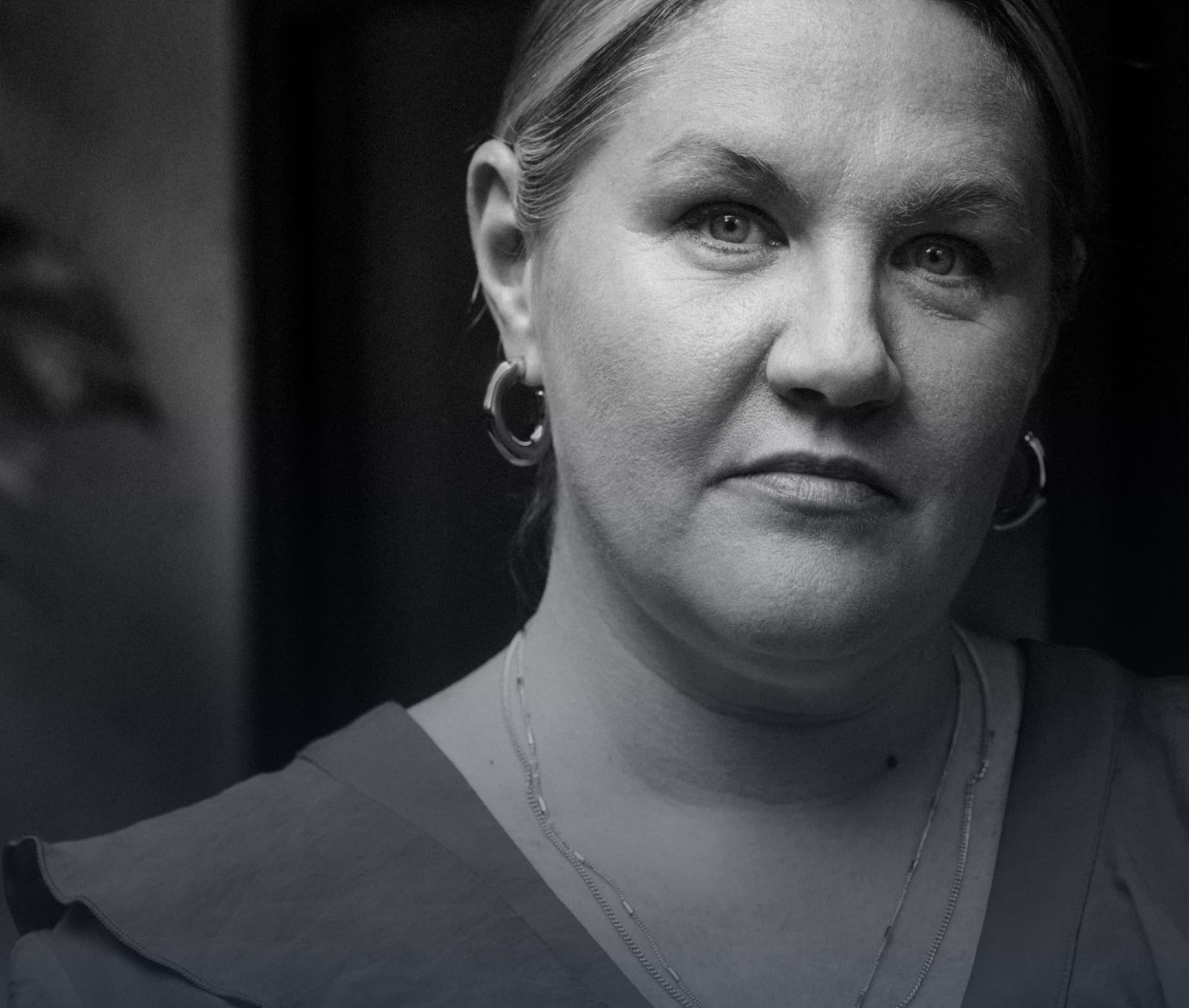 Photo of a woman looking straight ahead. The photo reads, “I'M A LIAR.”