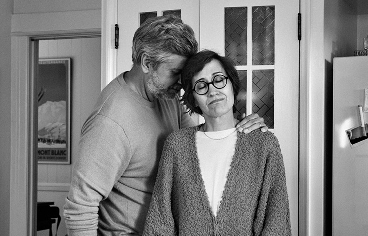 Couple embrace