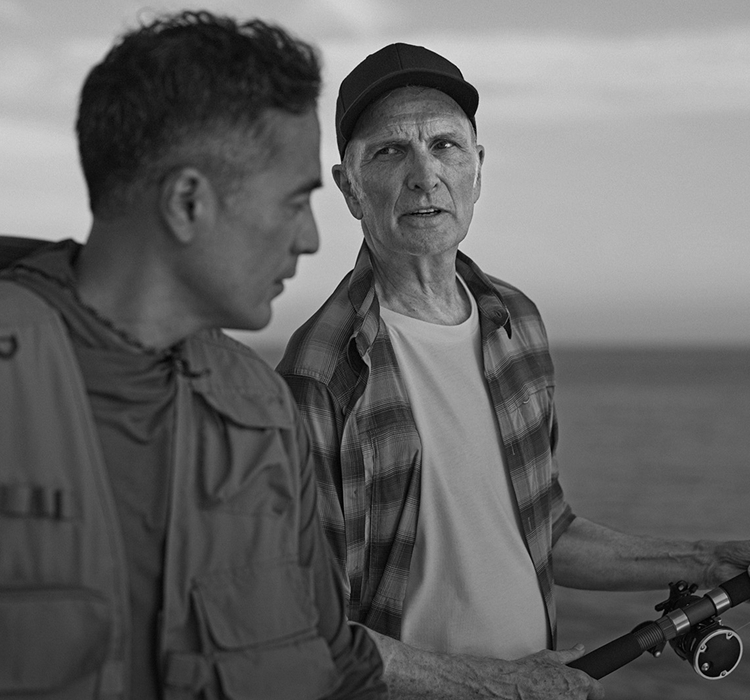 Two men talking